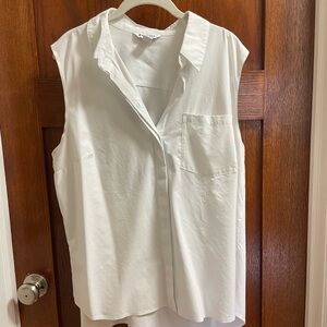 Athleta White Sleeveless Button-Down Shirt